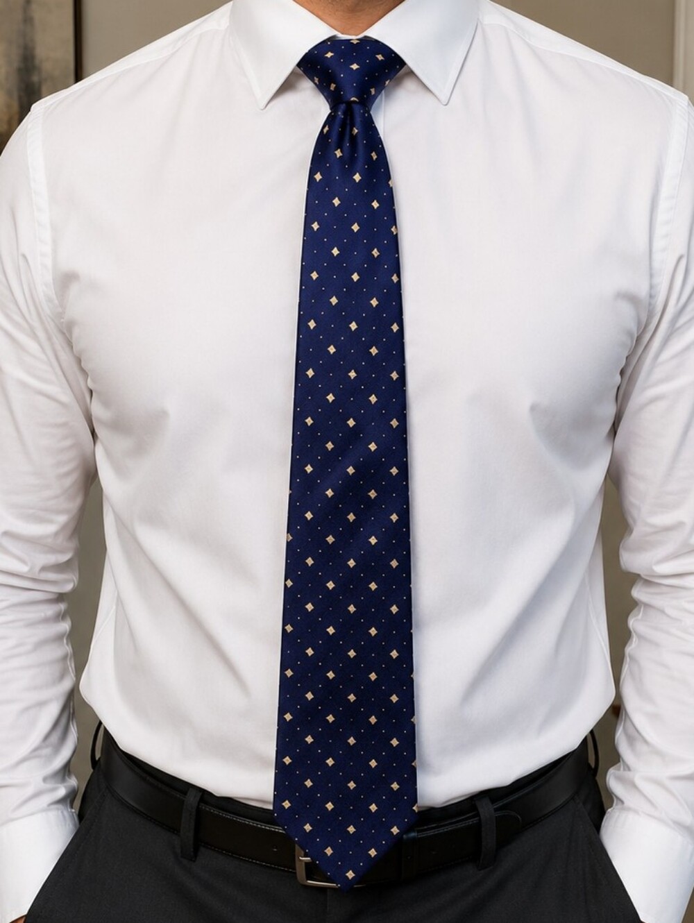 Vintage Versace V2 Blue Silk Geometric Diamond Tie